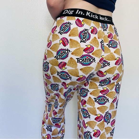 🦞3/$30🦞 Frito Lay | Y2k 2002 Tostitos “Dig In. Kick Back.” Chips Lounge Pants - Picture 1 of 9
